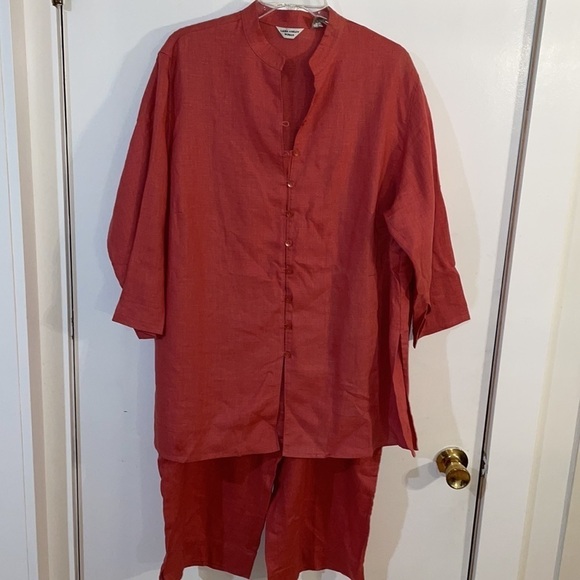 Women’s 2-Piece 100% Linen Set Laura Ashley Size 1X /20W Mauve - Picture 2 of 11